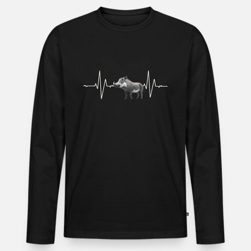 Warzenschwein - Männer Premium Bio Langarmshirt - Schwarz