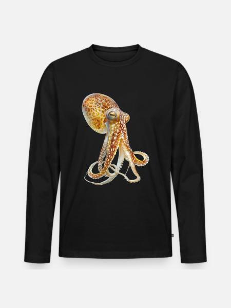 Tintenfisch - Männer Premium Bio Langarmshirt - Schwarz