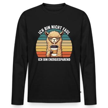 Ich Bin nicht faul Alpaka lamas Alpakabesitzer - Männer Premium Bio Langarmshirt - Schwarz - Vorne - Nico (187cm)