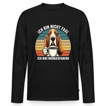 Ich Bin Nicht Faul Basset Hound Basset Hounds - Männer Premium Bio Langarmshirt - Schwarz - Vorne - Nico (187cm)