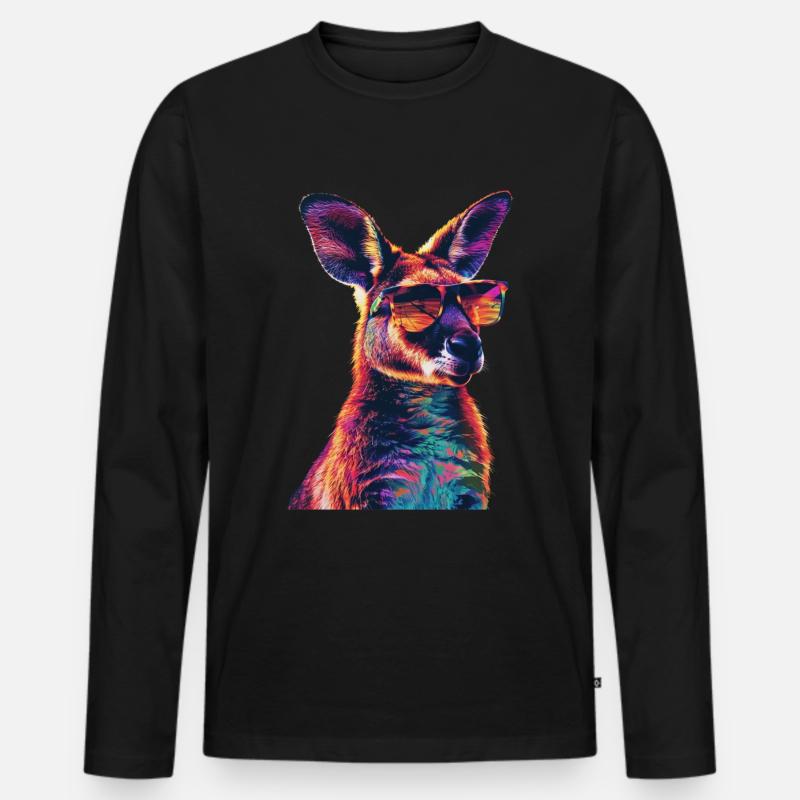 Wallaby - Männer Premium Bio Langarmshirt - Schwarz