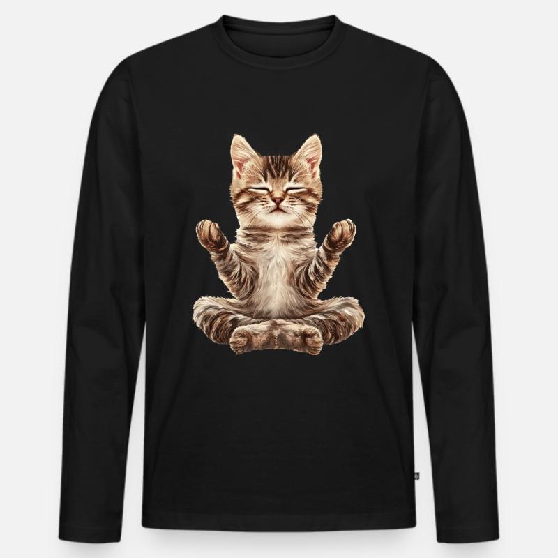 Katze - Männer Premium Bio Langarmshirt - Schwarz