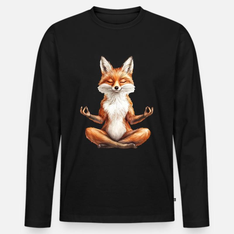 Fuchs - Männer Premium Bio Langarmshirt - Schwarz