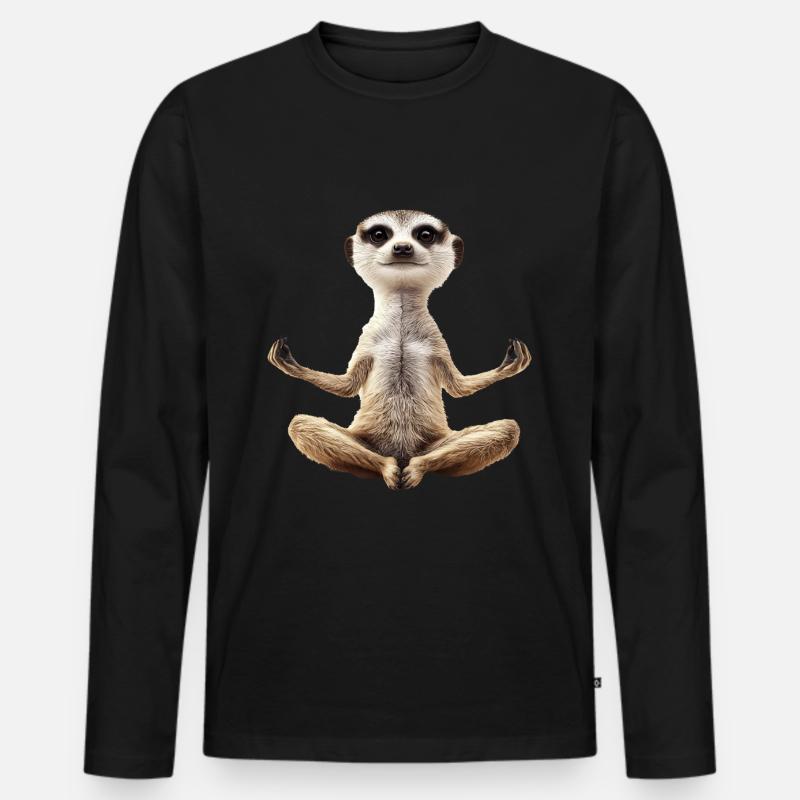 Erdmännchen - Männer Premium Bio Langarmshirt - Schwarz