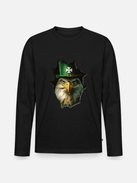 St. Patrick Adler - Männer Premium Bio Langarmshirt - Schwarz