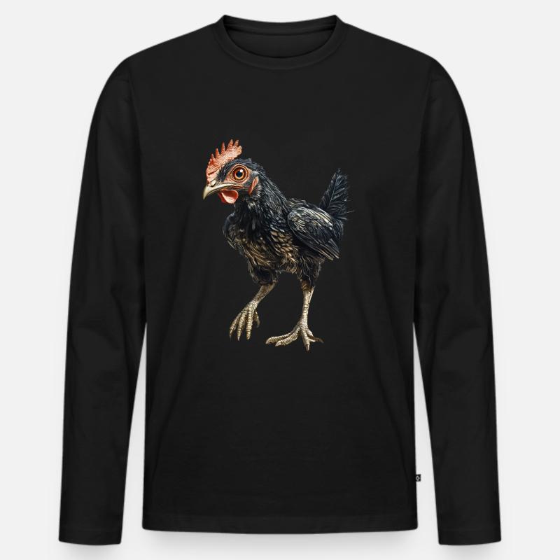 Huhn - Männer Premium Bio Langarmshirt - Schwarz