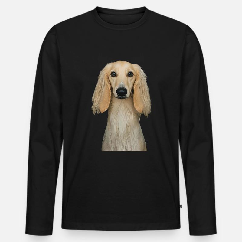Afghanischer Windhund - Männer Premium Bio Langarmshirt - Schwarz