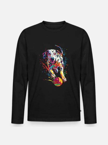 Dalmatiner - Männer Premium Bio Langarmshirt - Schwarz