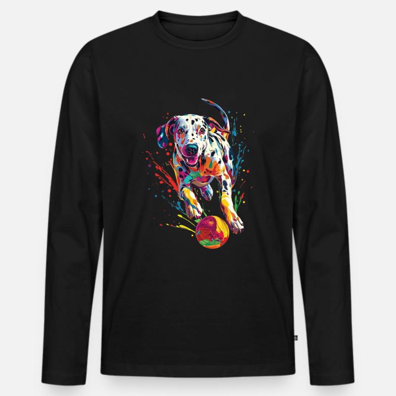 Dalmatiner - Männer Premium Bio Langarmshirt - Schwarz