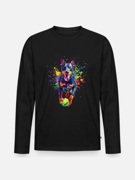 Dobermann - Männer Premium Bio Langarmshirt - Schwarz