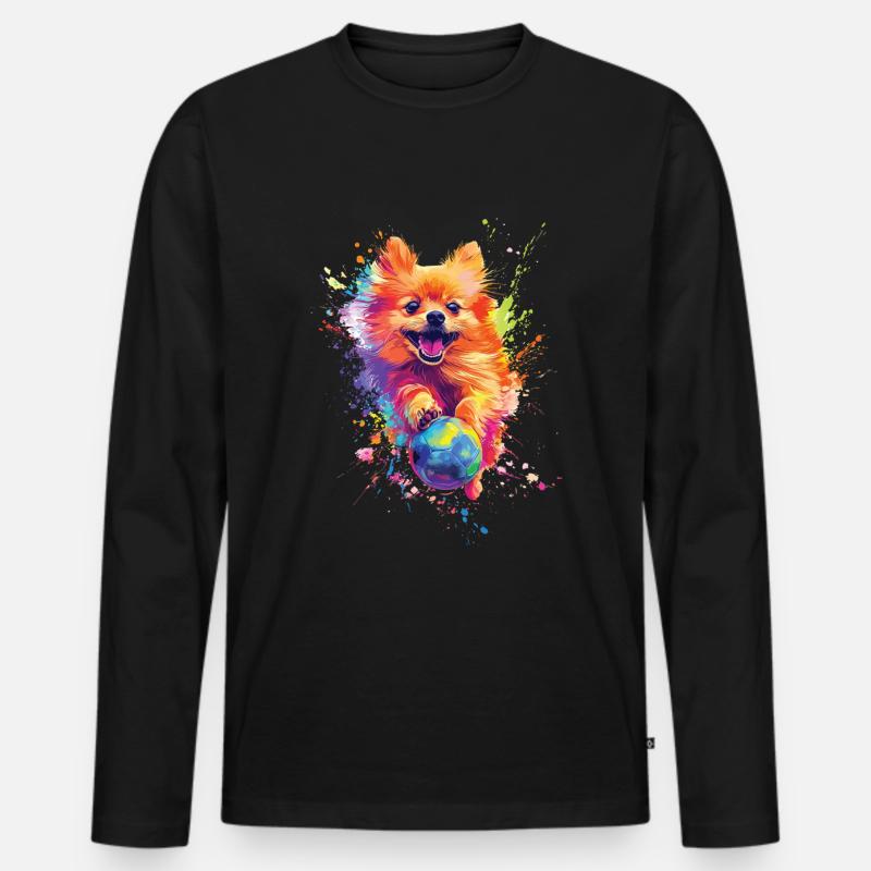 Zwergspitz - Männer Premium Bio Langarmshirt - Schwarz
