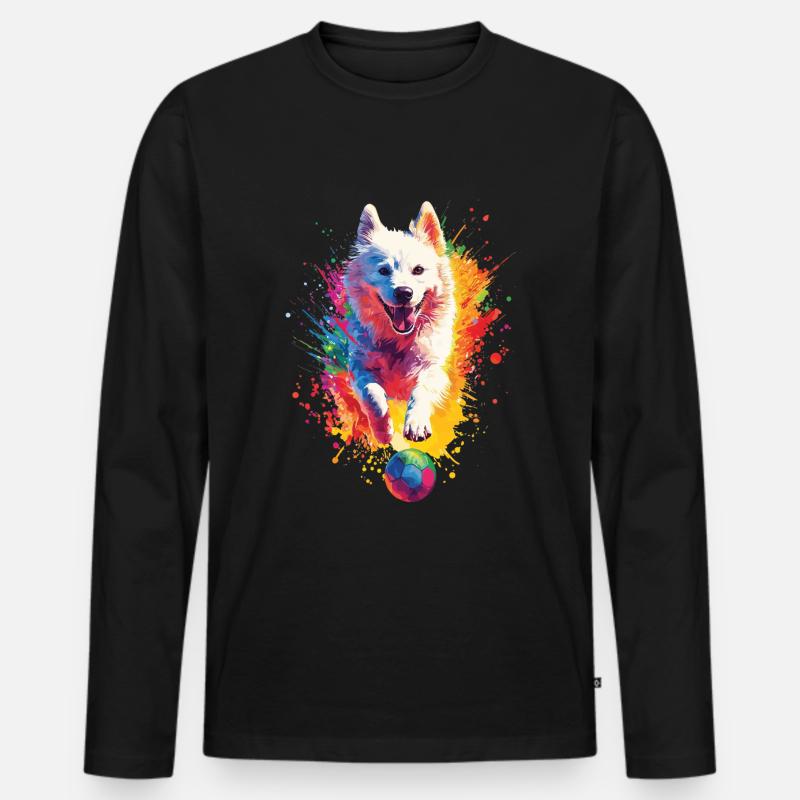 Samojede - Männer Premium Bio Langarmshirt - Schwarz