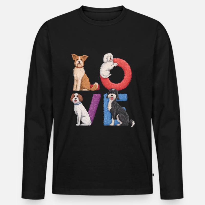 Liebe Hunde - Männer Premium Bio Langarmshirt - Schwarz