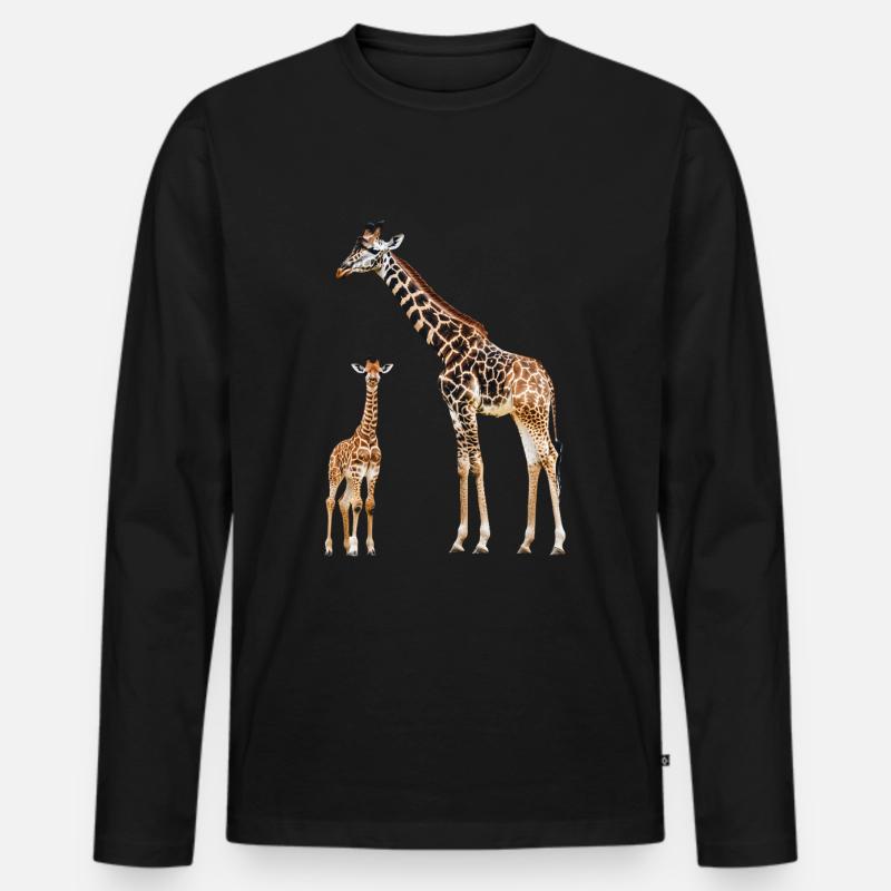 Giraffe - Männer Premium Bio Langarmshirt - Schwarz