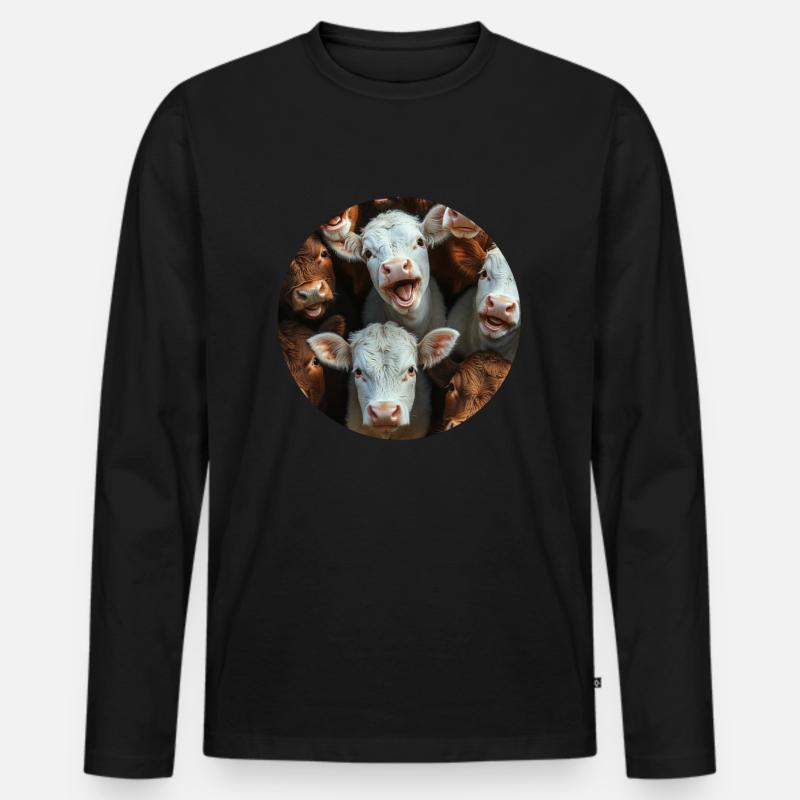 Kuh - Männer Premium Bio Langarmshirt - Schwarz
