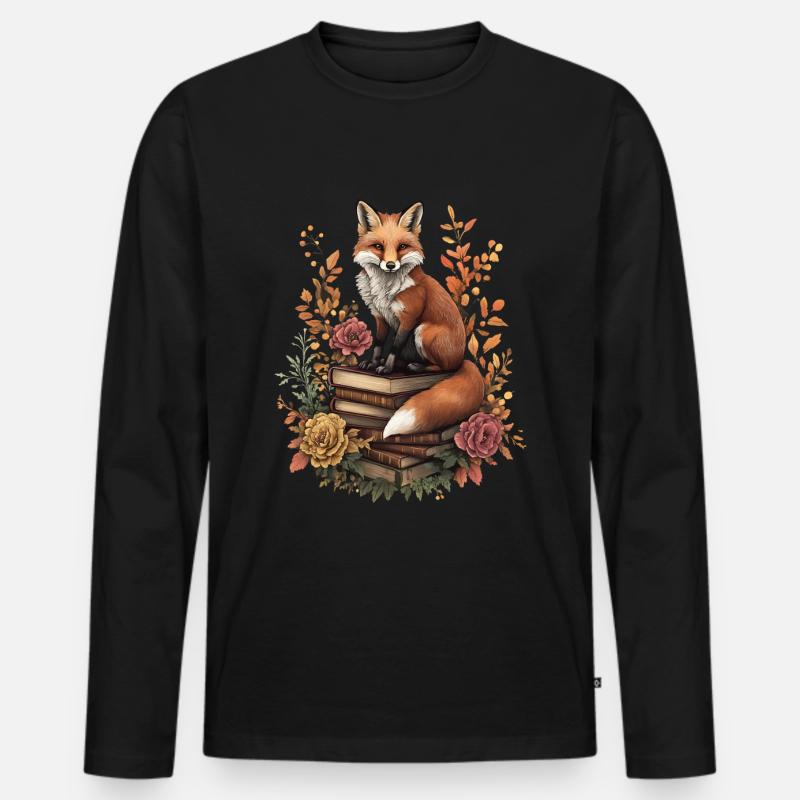 Fuchs - Männer Premium Bio Langarmshirt - Schwarz