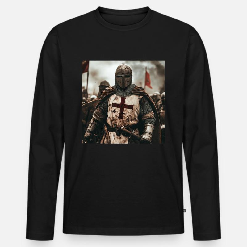 Soldat Krieger - Männer Premium Bio Langarmshirt - Schwarz