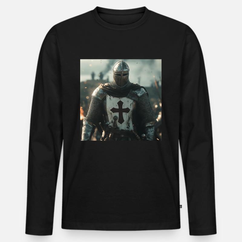 Soldat Krieger - Männer Premium Bio Langarmshirt - Schwarz