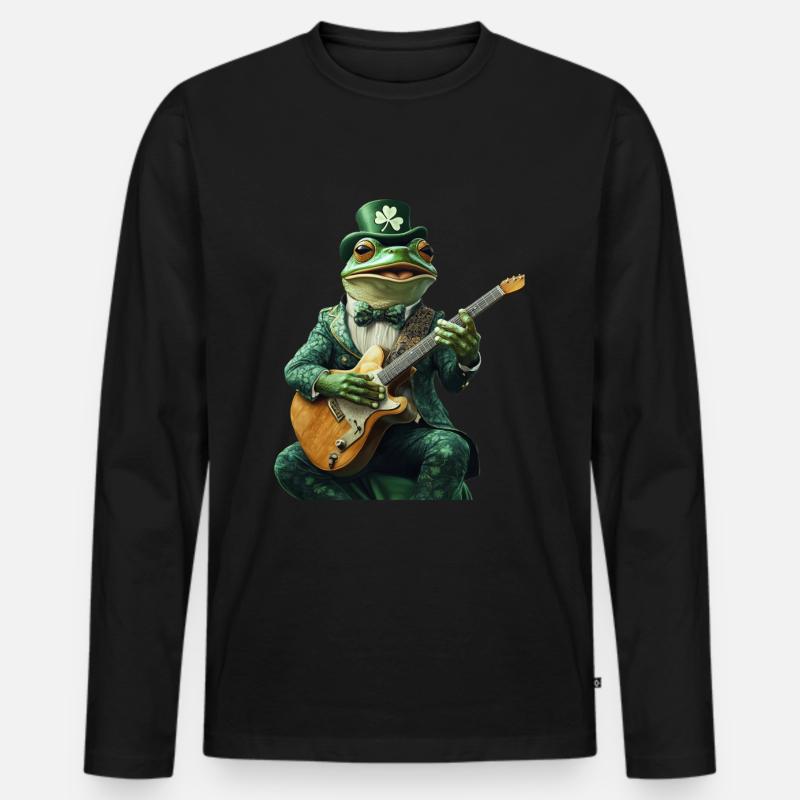 Frosch - Männer Premium Bio Langarmshirt - Schwarz