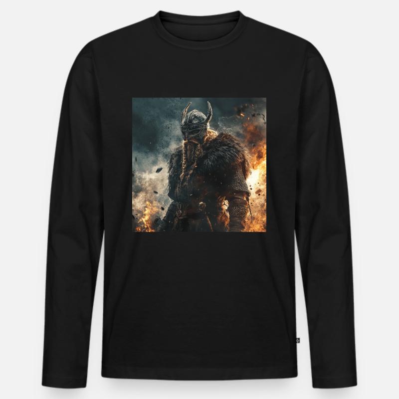 Wikinger - Männer Premium Bio Langarmshirt - Schwarz