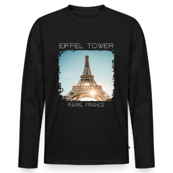 Eiffelturm - Männer Premium Bio Langarmshirt - Schwarz - Vorne - Nico (187cm)