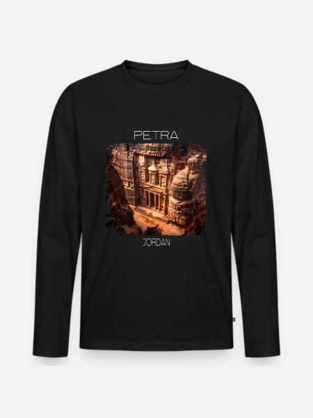 Petra - Männer Premium Bio Langarmshirt - Schwarz