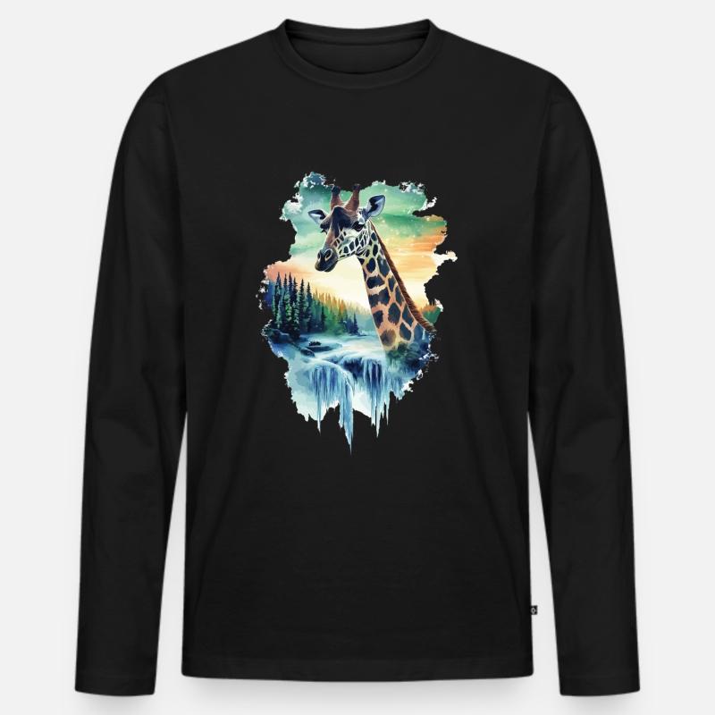 Giraffe - Männer Premium Bio Langarmshirt - Schwarz