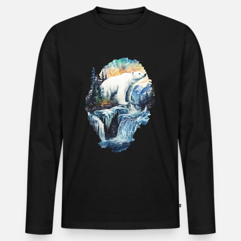 Eisbär - Männer Premium Bio Langarmshirt - Schwarz