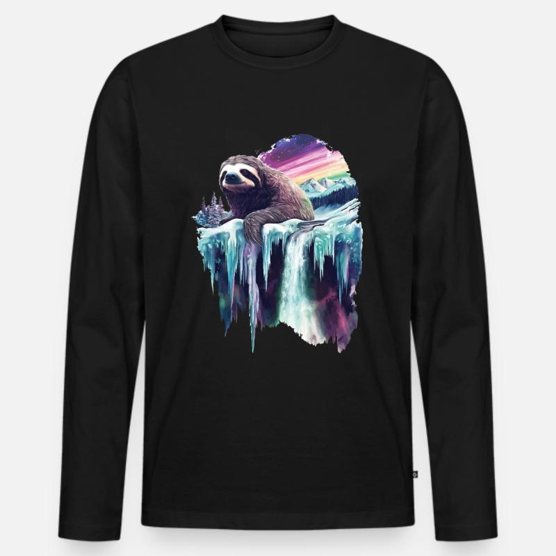 Faultier - Männer Premium Bio Langarmshirt - Schwarz
