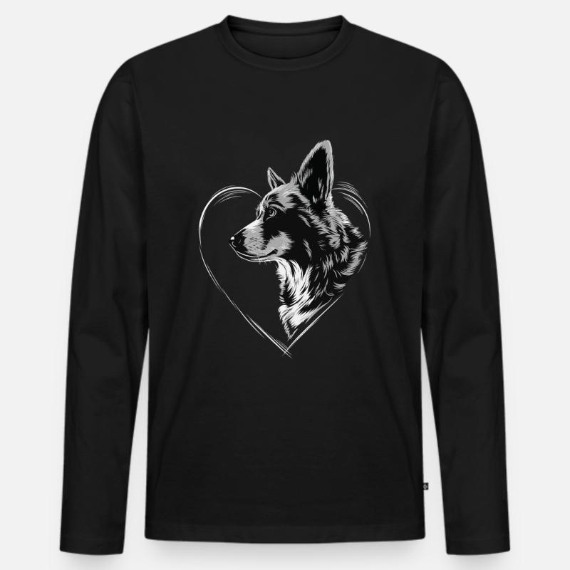 Corgi - Männer Premium Bio Langarmshirt - Schwarz