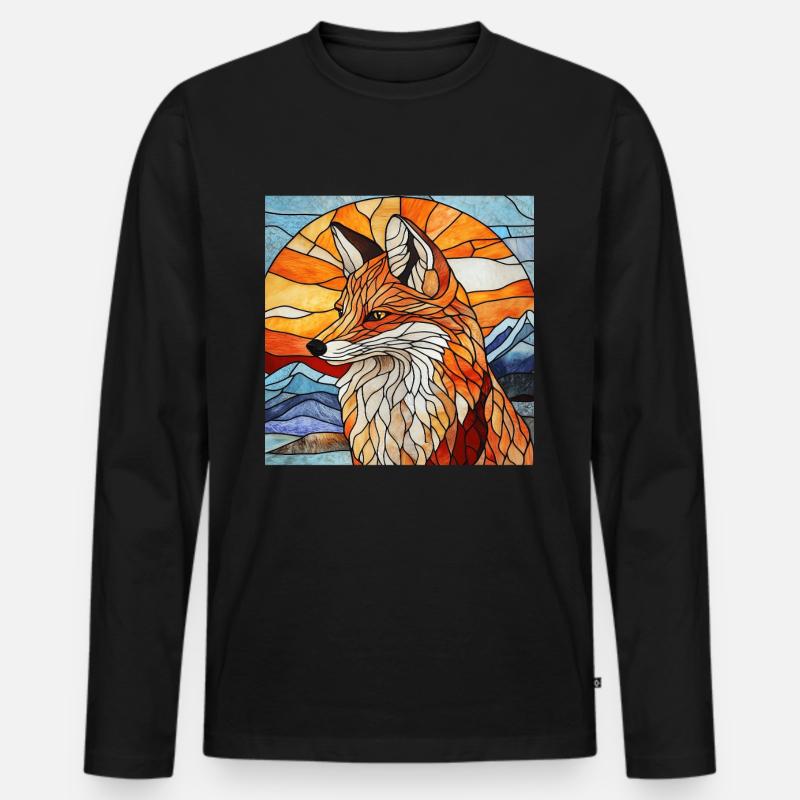 Fuchs - Männer Premium Bio Langarmshirt - Schwarz