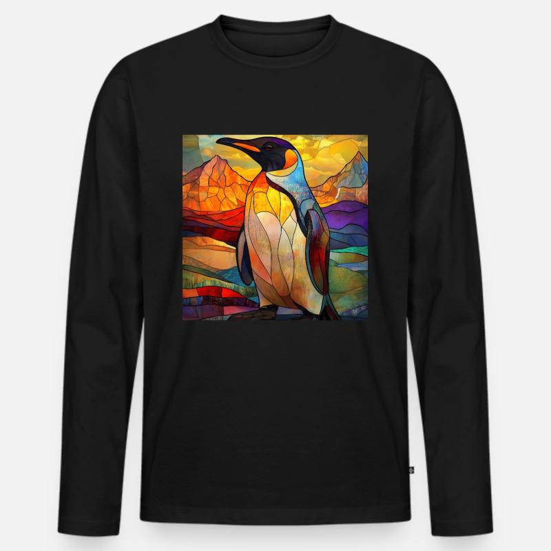 Pinguin - Männer Premium Bio Langarmshirt - Schwarz
