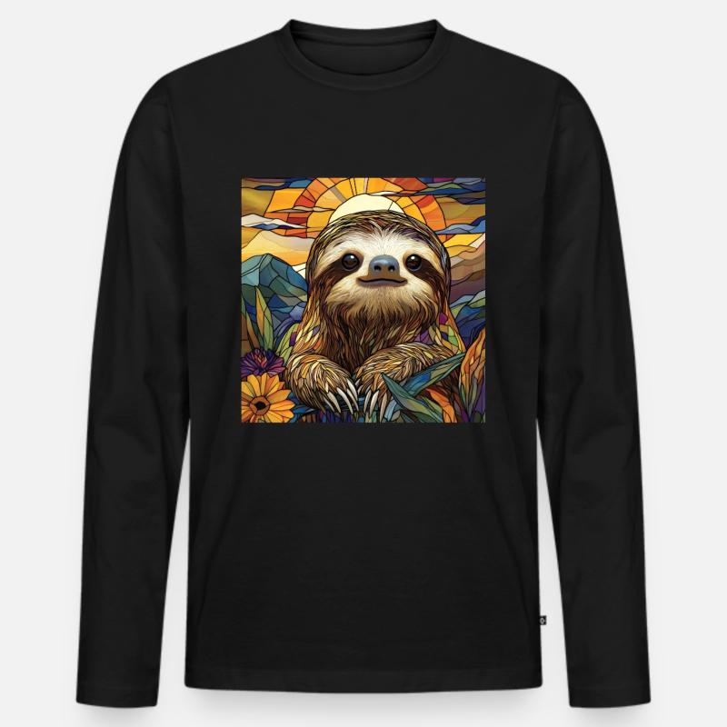 Faultier - Männer Premium Bio Langarmshirt - Schwarz
