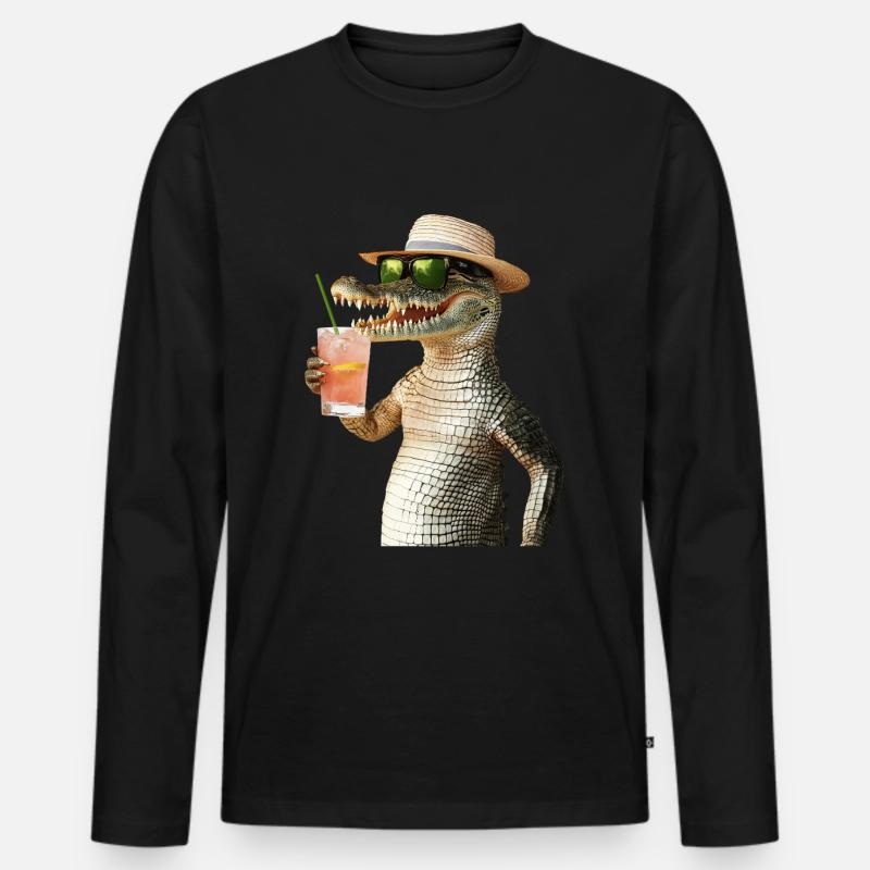 Krokodil - Männer Premium Bio Langarmshirt - Schwarz