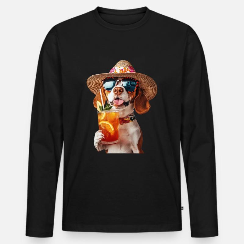 Beagle - Männer Premium Bio Langarmshirt - Schwarz