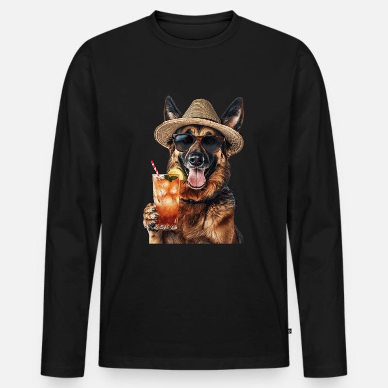 Deutscher Pitbull-Schäferhund - Männer Premium Bio Langarmshirt - Schwarz
