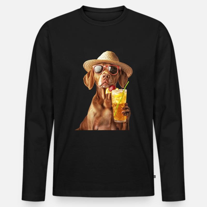 Vizsla - Männer Premium Bio Langarmshirt - Schwarz