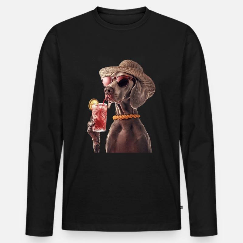 Weimaraner - Männer Premium Bio Langarmshirt - Schwarz