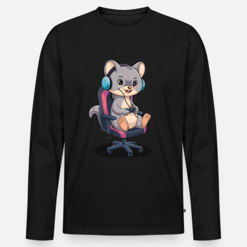 Wiesel - Männer Premium Bio Langarmshirt - Schwarz