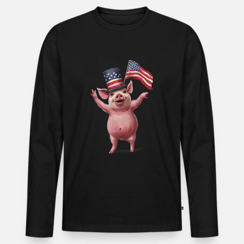 Schwein - Männer Premium Bio Langarmshirt - Schwarz