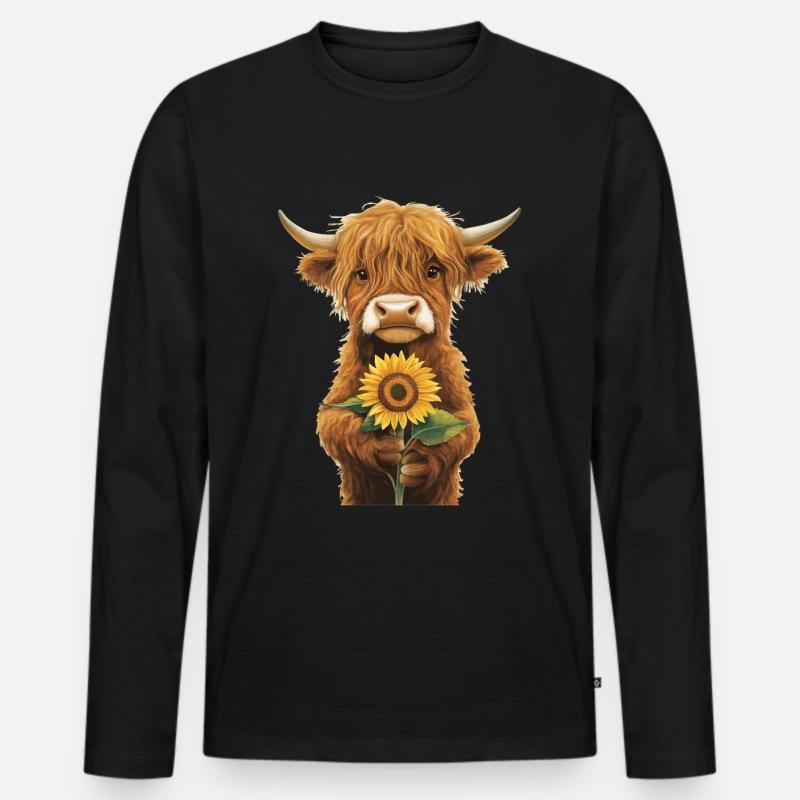 Eule - Männer Premium Bio Langarmshirt - Schwarz