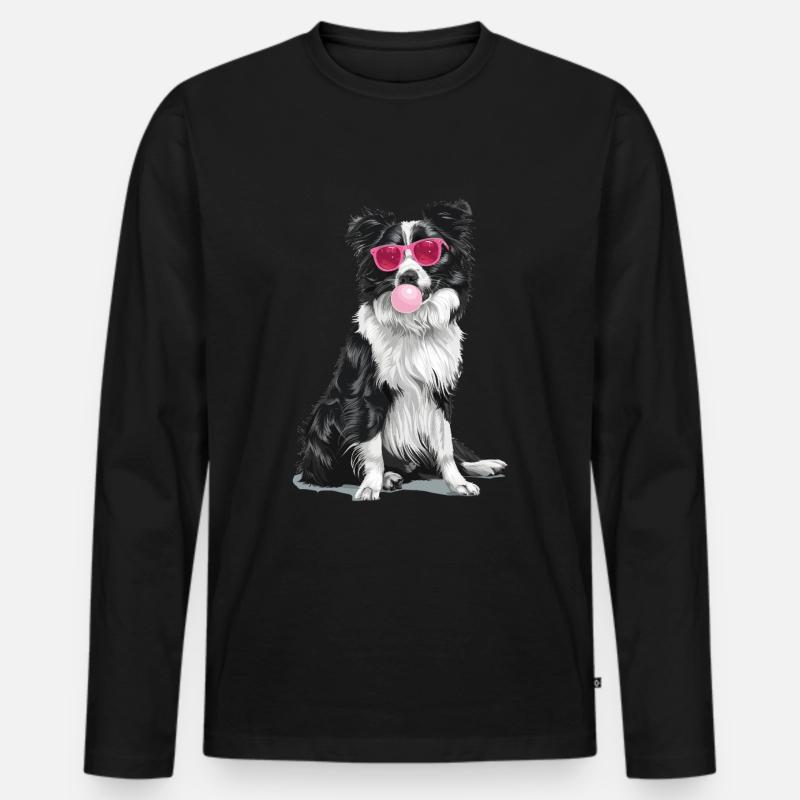 Border Collie - Männer Premium Bio Langarmshirt - Schwarz
