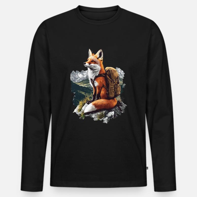 Fuchs - Männer Premium Bio Langarmshirt - Schwarz