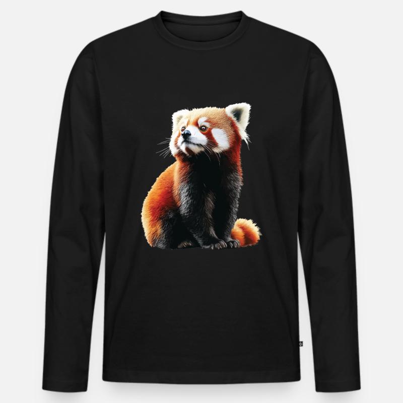 Roter Panda - Männer Premium Bio Langarmshirt - Schwarz