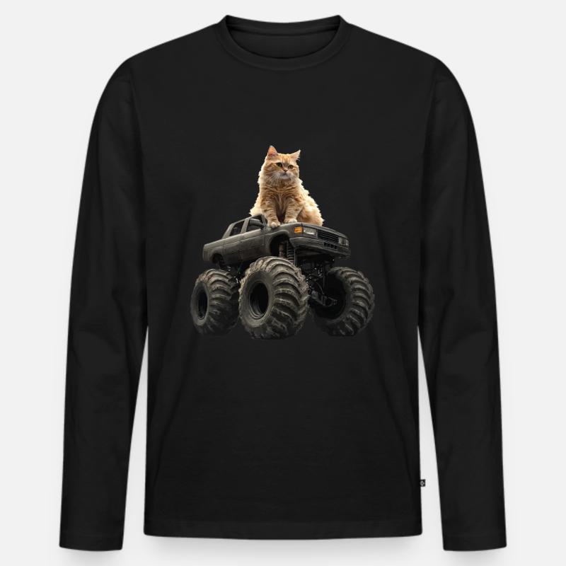 Katze - Männer Premium Bio Langarmshirt - Schwarz