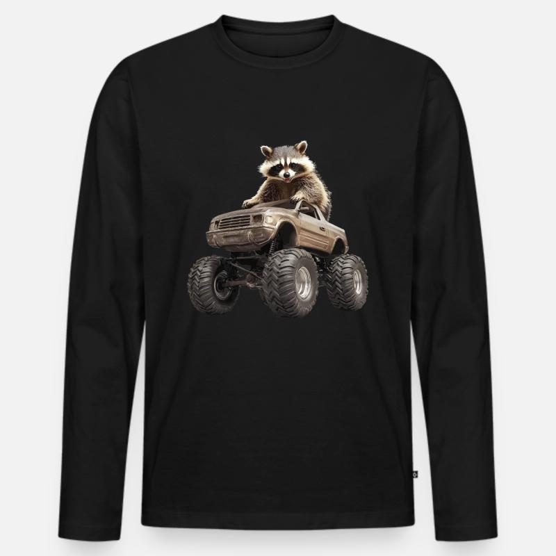 Waschbär - Männer Premium Bio Langarmshirt - Schwarz