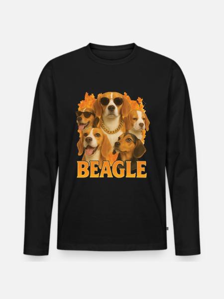 Beagle - Männer Premium Bio Langarmshirt - Schwarz