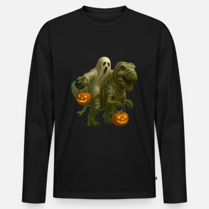 T-Rex - Männer Premium Bio Langarmshirt - Schwarz