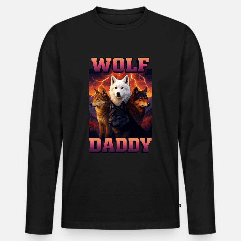 Wolf - Männer Premium Bio Langarmshirt - Schwarz