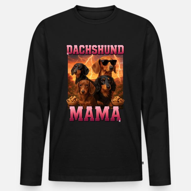 Dackel - Männer Premium Bio Langarmshirt - Schwarz